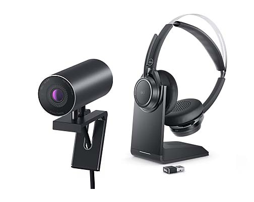 Kamera internetowa Dell UltraSharp i bezprzewodowy zestaw słuchawkowy ANC Dell Premier