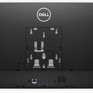 Dell OptiPlex 5400 Hepsi Bir Arada Masaüstü Bilgisayarýnýn arka yüzünde, ürünün arkasýnda bulunan Dell logosunu ve baðlantý noktalarýný gösteren resmi. 
