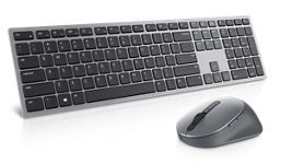 Imagen de un teclado y mouse inalámbricos para múltiples dispositivos Dell Premier KM7321W.