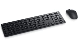 Imagen de un mouse y teclado inalámbricos Dell Pro KM5221W.