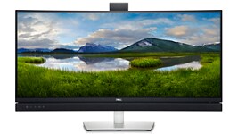 Imagen de un monitor Dell C3422WE con un paisaje natural de fondo de pantalla