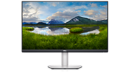 Picture of a Dell S2722DC Monitor with a nature landscape on the background.