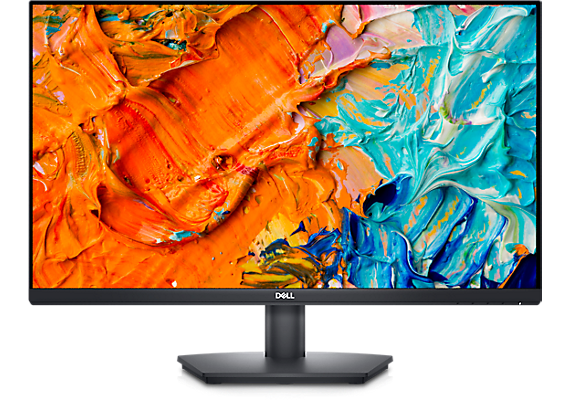Image d’un moniteur Dell SE2723DS qui affiche un arrière-plan coloré à l’écran.