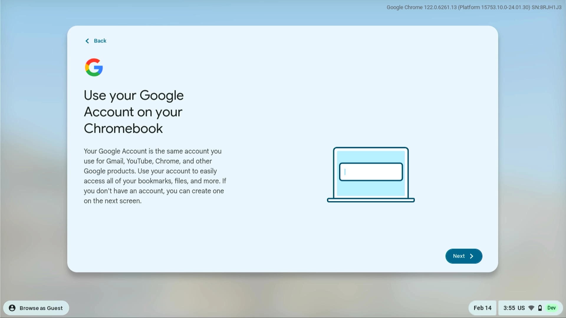 Connect Google account screen