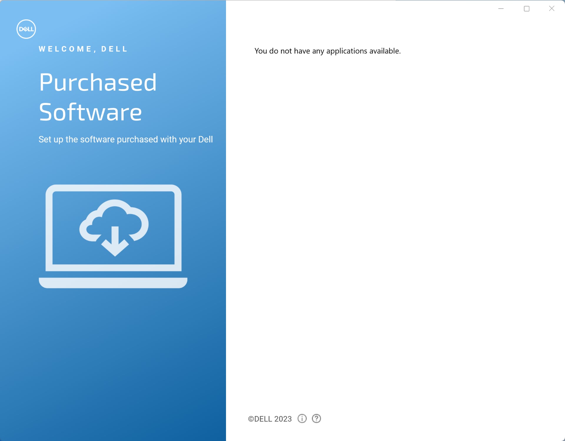 Software comprado que se muestra en la aplicación Dell Digital Delivery