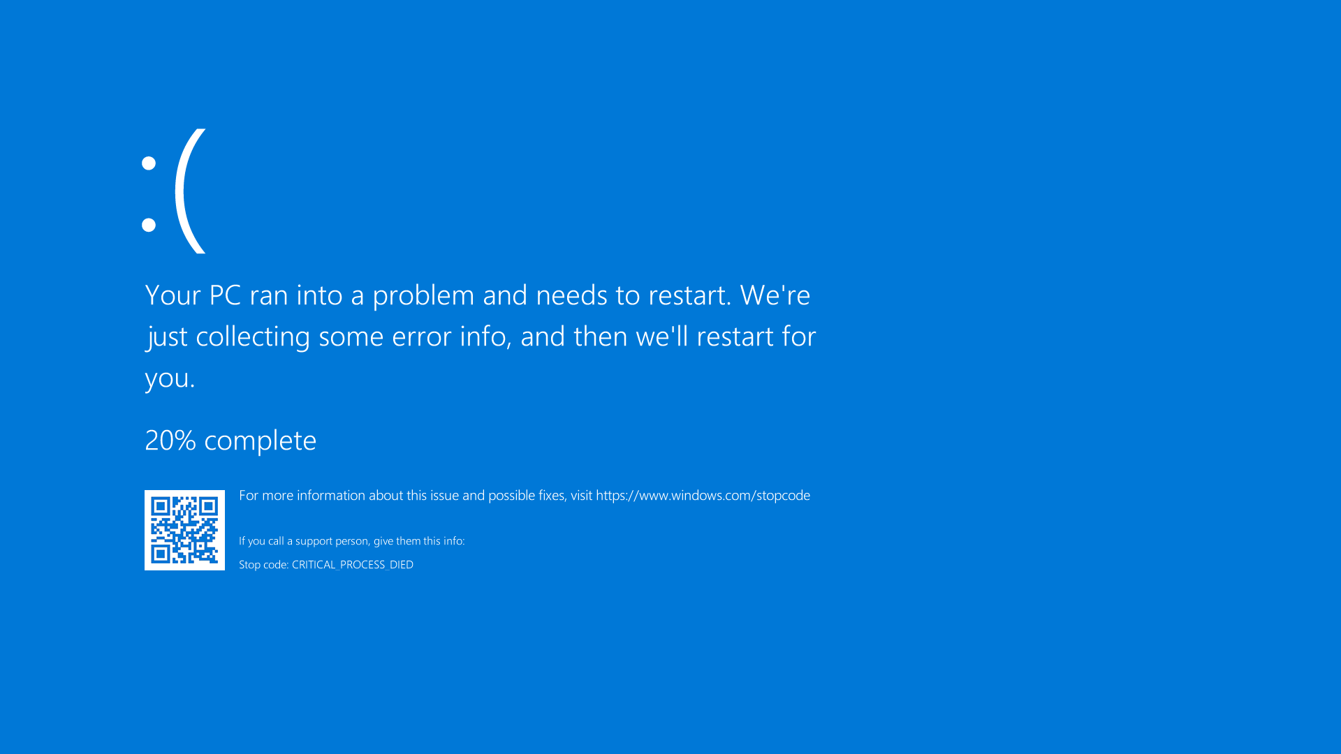 Figure 1: Illustration of a blue screen or STOP error in Windows.