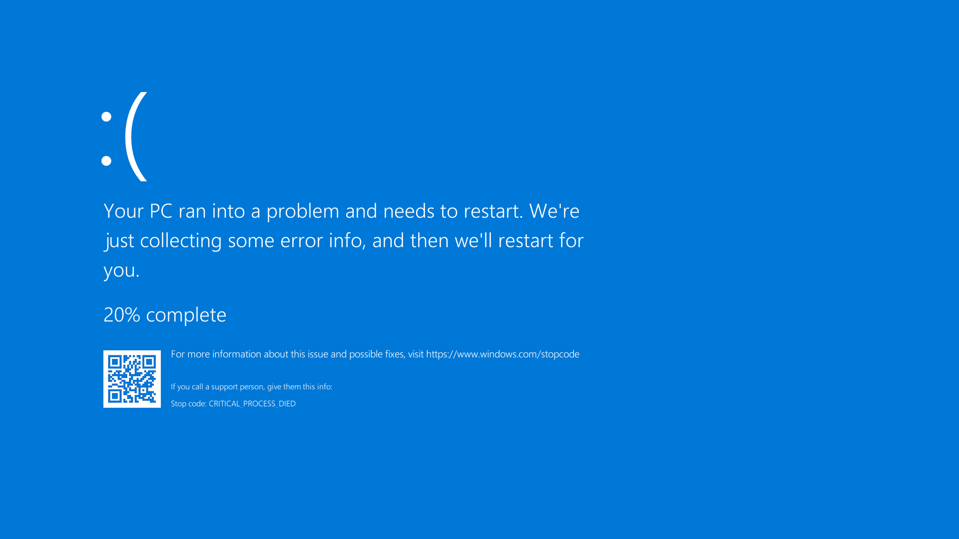 Abbildung 1: Illustration eines Bluescreens oder Abbruchfehlers in Windows.