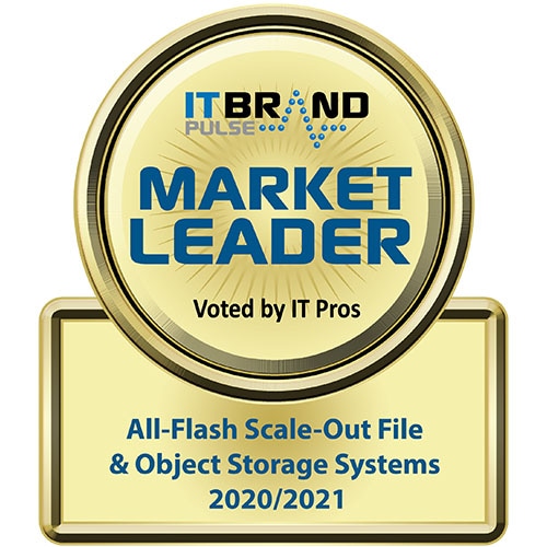 Logo do Prêmio IT Brand Pulse para Líderes de Mercado (Sistemas de Armazenamento de Arquivos e Objetos All-Flash e Scale-Out)