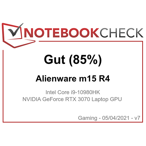 Dell Alienware m15 R4 Gaming-Laptop: ‚‚Starke CPU und leistungsfähige Grafikeinheit.‘‘ — NotebookCheck