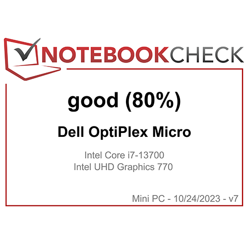 NotebookCheck "Dell OptiPlex Micro: Good (80%)" logo