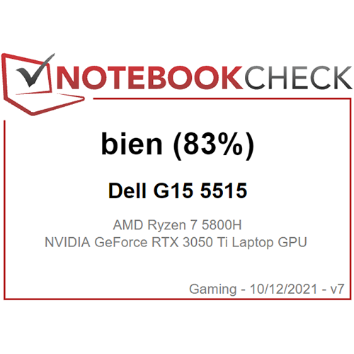 Portátil para Juegos Dell G5 15 5515: "La APU Ryzen 7 y la GPU para portátiles GeForce RTX 3050 Ti llevan todos los juegos actuales con fluidez a la pantalla FHD mate del G15." — NotebookCheck