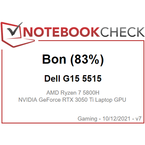 Ordinateur Portable de Gaming Dell G5 15 5515 : « L'APU Ryzen 7 et le GPU pour ordinateur portable GeForce RTX 3050 Ti apportent tous les jeux actuels en douceur sur l'écran FHD mat du G15. » — NotebookCheck