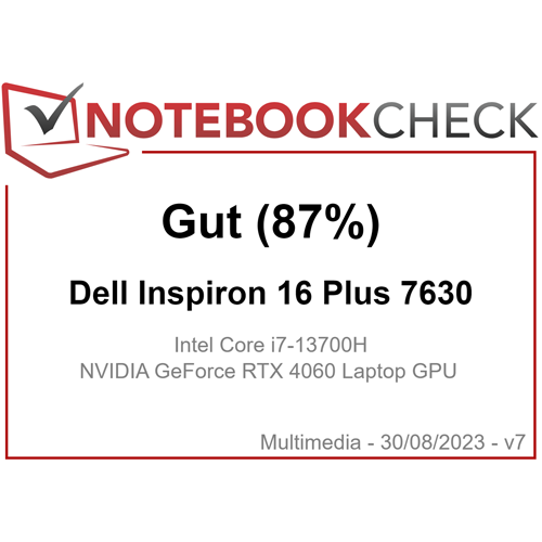 NotebookCheck „Dell Inspiron 16 Plus 7630: Gut (87%)“ Logo