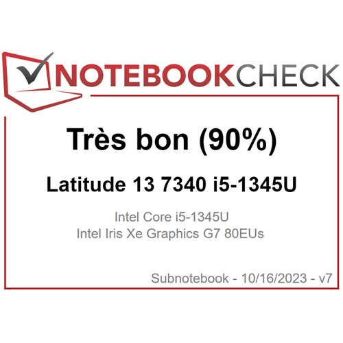 Logo « Latitude 13 7340 : Très bon (90%) » de NotebookCheck
