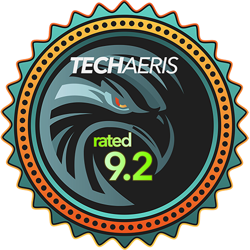 "Techaeris Rated 9.2" logo