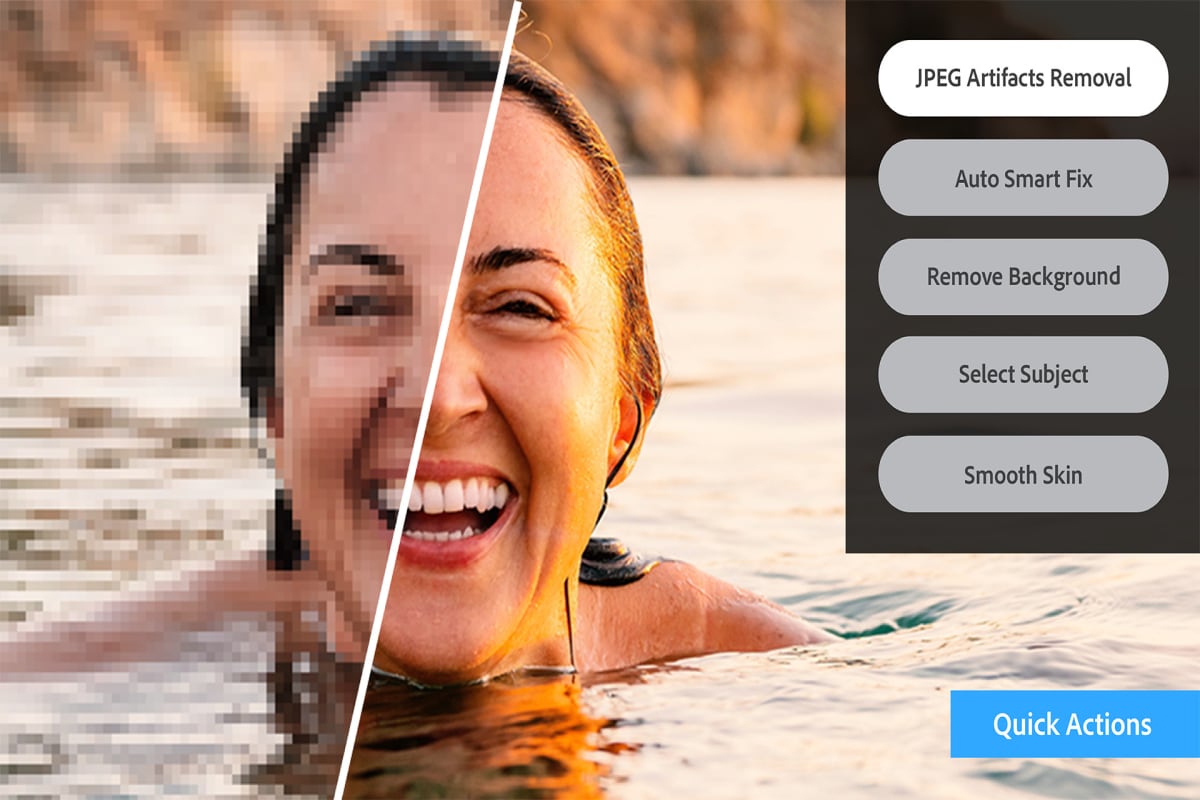Remove JPEG artifacts for a smooth, natural look
