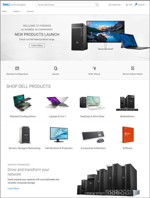 Premier home page overview