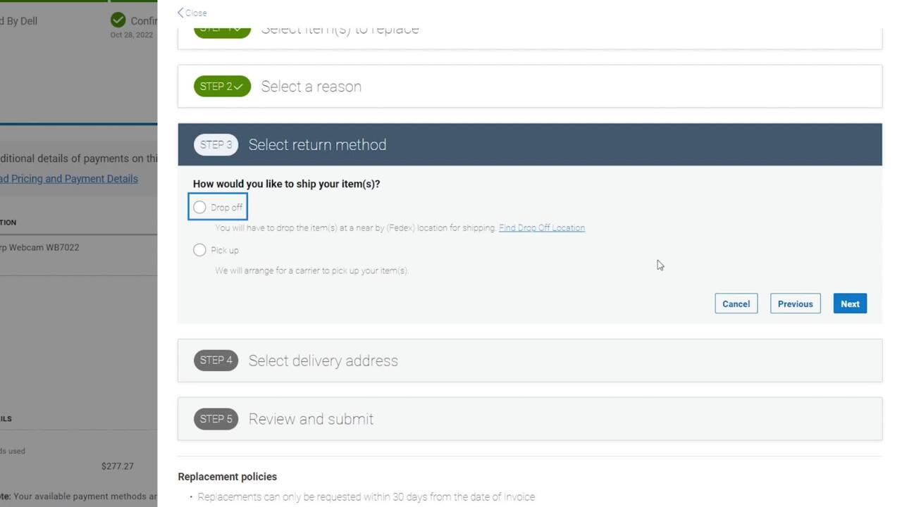 How to return and replace an order through Dell website
