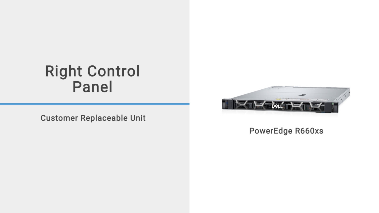 Výměna pravého ovládacího panelu u serveru PowerEdge R660xs