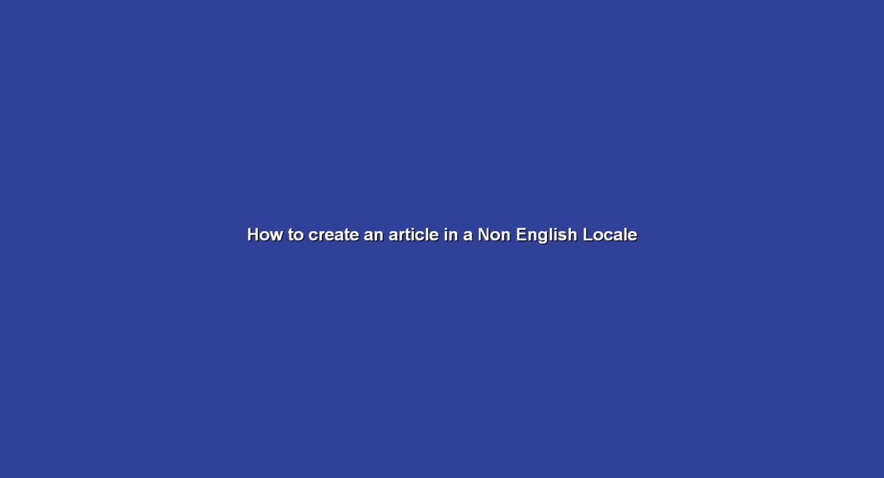 Création d’un article dans un paramètre régional autre que l’anglais