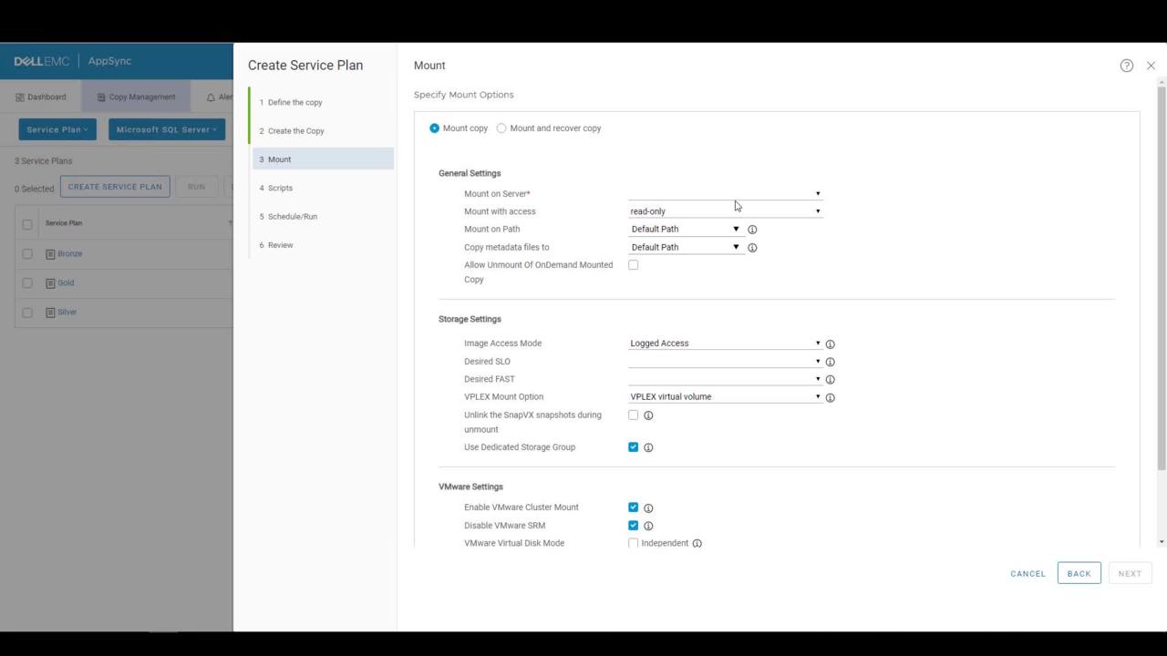 AppSync 4.x ? How-to Create a Service Plan