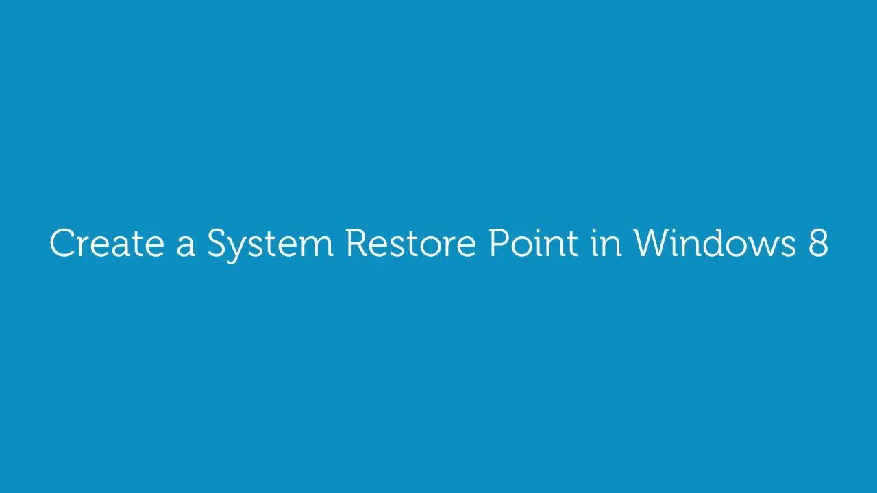 How to Create a system restore point in Windows 8