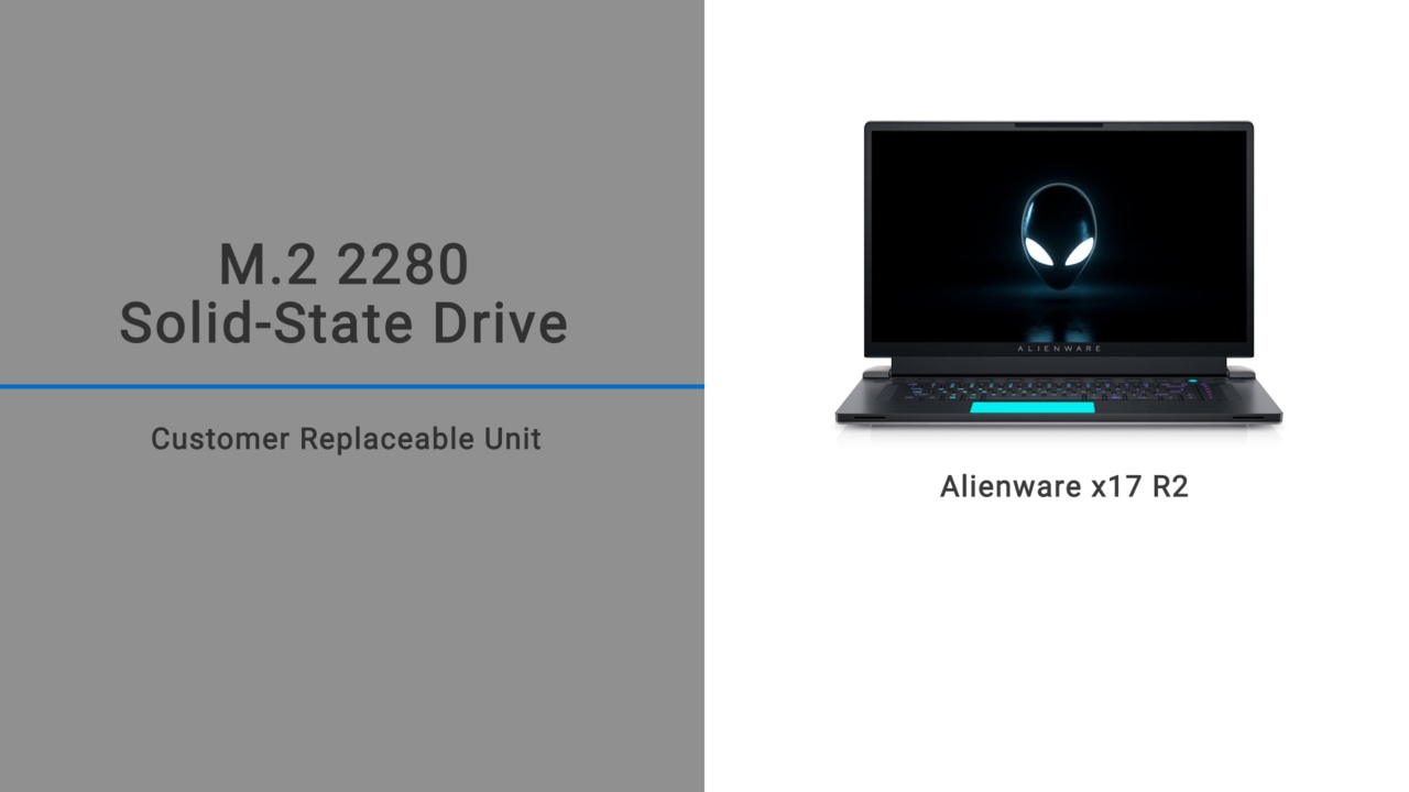 How to replace the M.2 2280 solid-state drive on the Alienware x17 R1/Alienware x17 R2