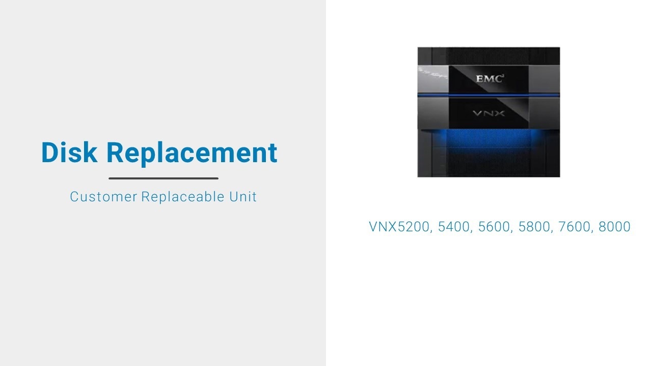 How to replace a Faulty Disk For a VNX5200, 5400, 5600, 5800, 7600, 8000