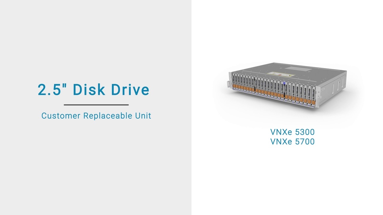 How to replace the 2.5 inch disk drive in a VNXe 5300/5700