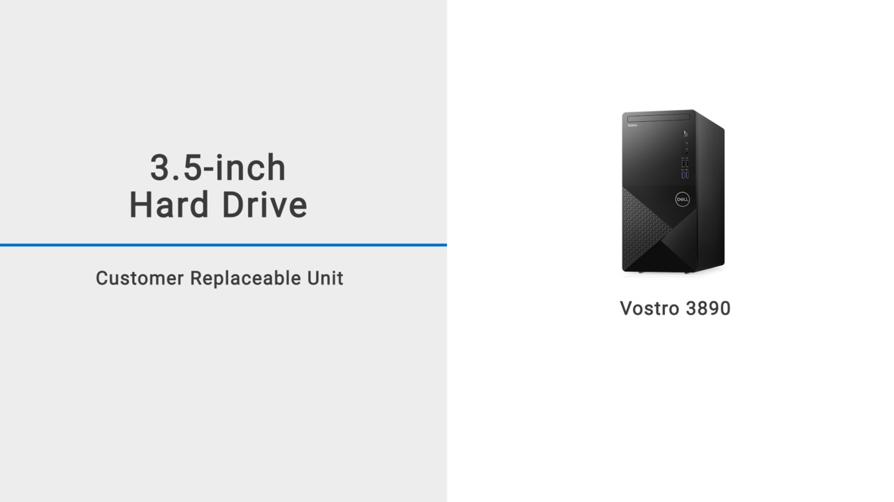 How to remove and replace the 3.5-inch hard drive on Vostro 3890