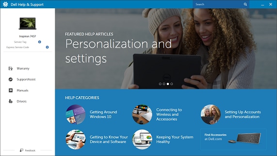 Dell Help and Support, captura de pantalla 1