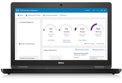 الطراز Precision فئة 7720 - تمتع بتحسين الإنتاجية باستخدام أداة Dell Precision Optimizer