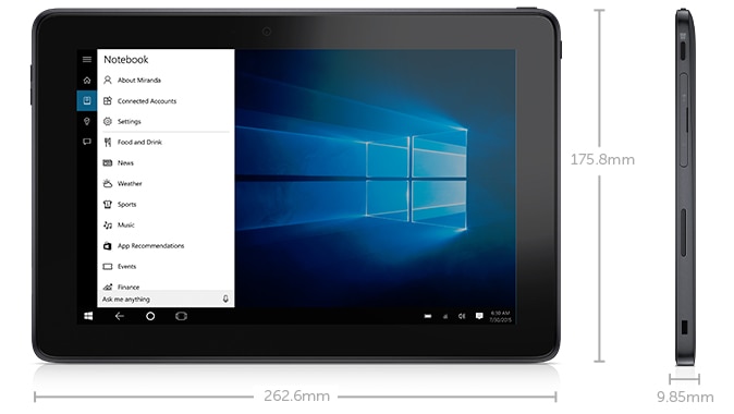 New Venue 10 Pro Tablet - Dimensions and weight