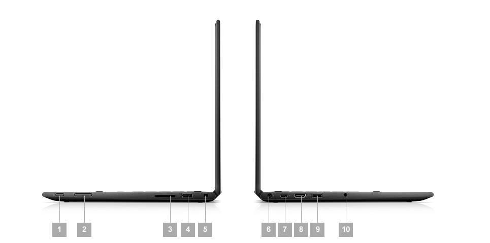 Ordinateur 2 en 1 Latitude 3390 – Ports et emplacements