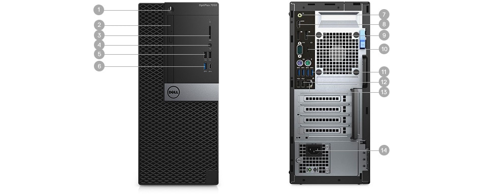 New OptiPlex 7050 Tower & Small Form Factor - Ports & Slots - Tower