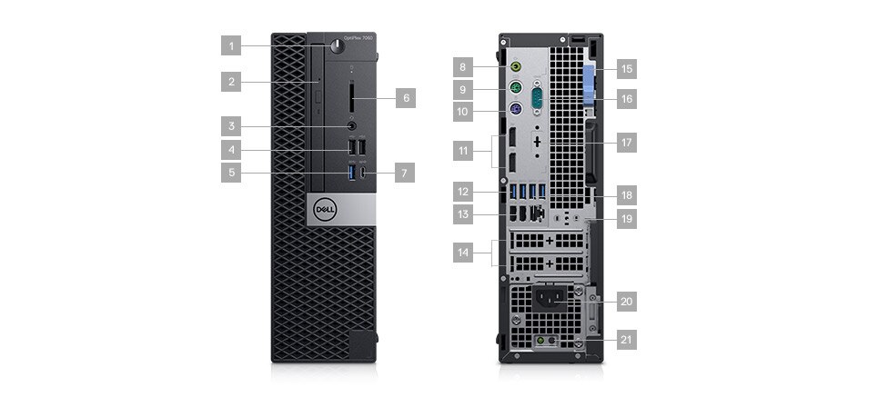 Máy tính để bàn Optiplex 7060 - Cổng & Slots - Hệ số dạng nhỏ