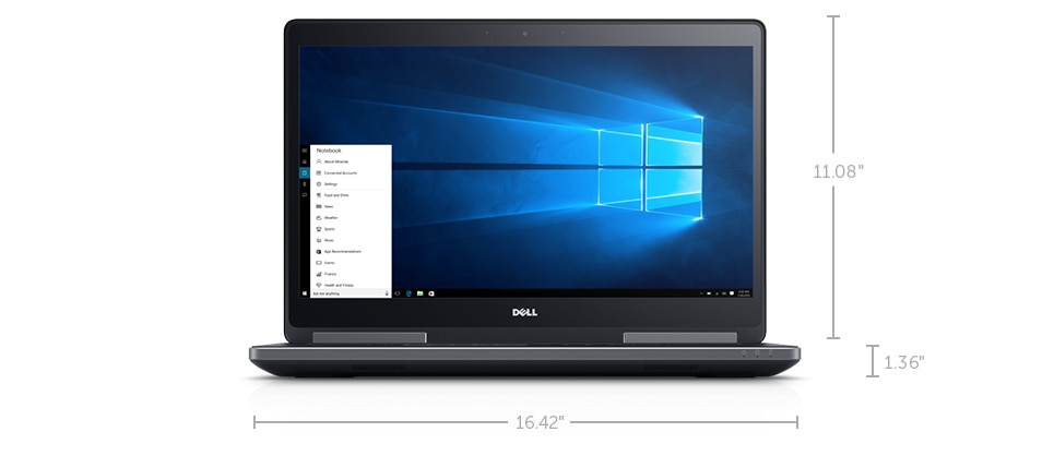 New - Dell Precision 15 7000 Series (7710) - Dimensions and Weight (Non-Touch Version)